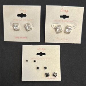 Icing Silver and Black Cubic Zirconia Earrings